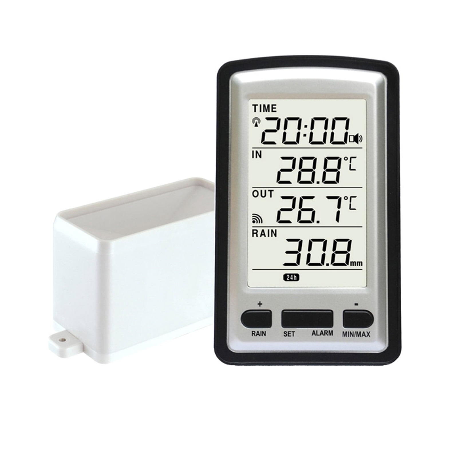 Wireless Rain Meter Rain Gauge with Thermometer Weather Station for Indoor/Outdoor