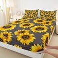 thumbnail image 3 of jejeloiu Rustic Flower Full Size Sheets,Countryside Sunflower Bed Sheets,Yellow Gray Sheet Sets For Men Women,Breathable Home Decor,4-Piece, 3 of 7