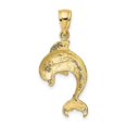 thumbnail image 2 of Diamond2Deal 10K Yellow Gold Polished Dolphin Jumping Charm Pendant for Women (L- 1.03 inch, W- 0.61 inch), 2 of 6