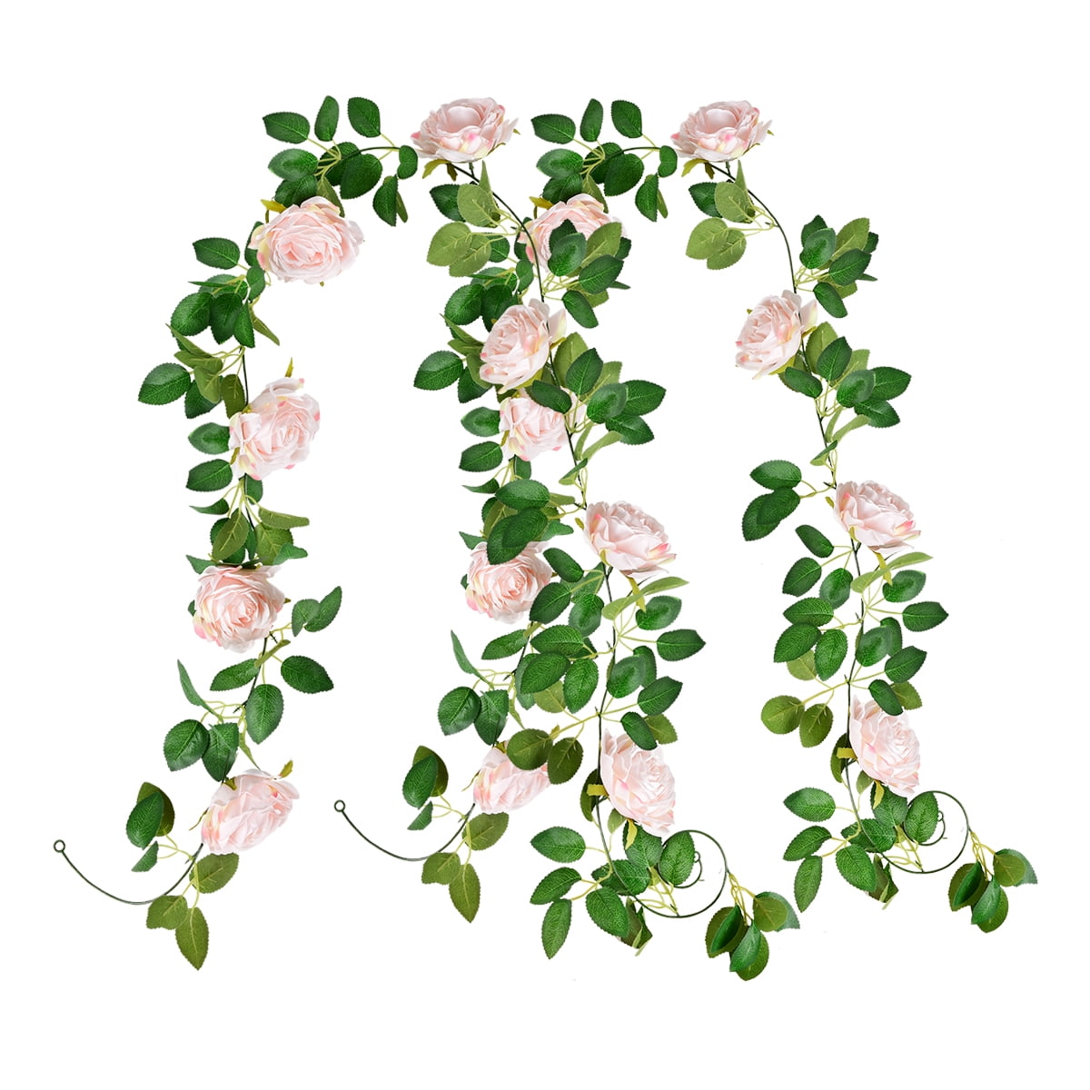 Coolmade 2 Pack 6.8ft Artificial Rose Fake Flower Vine Garland, Pink