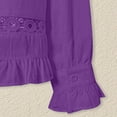 thumbnail image 7 of Casual Loose Fit Long Sleeve T Shirt Pure Color Breathable Blend Top For Everyday WearPurpleL, 7 of 7