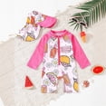 thumbnail image 2 of DGQPLPD Girls Swimwear UPF 50+ Sun Swimwear Long Sleeve Rash Guard Quick-Dry Full Zipper Suit for Toddler Beach Pool Water Play Watermelon Red 4-5Years, 2 of 9