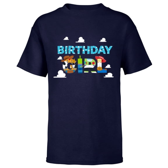 Disney and Pixar’s Toy Story Clouds Birthday Girl - Short Sleeve T-Shirt for Kids - Customized-Navy