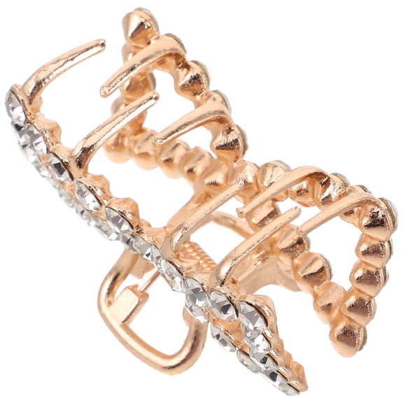 EXHUMKY Golden Rhinestone Hair Clips for Women's Durable Alloy Plastic Sweet Design Secure Hold Perfect for Special Occasions 1 Count