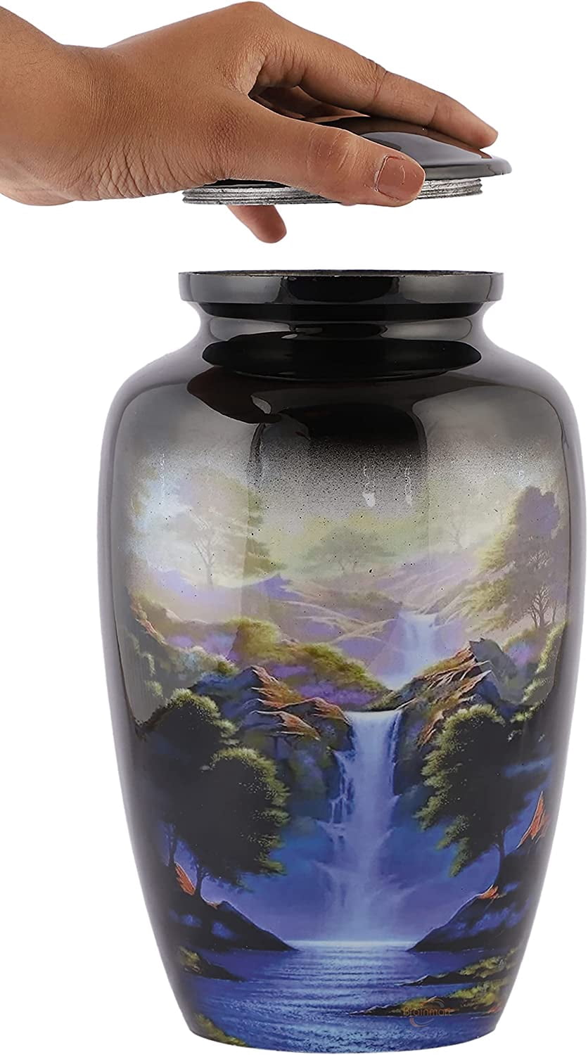 Cremation Urn for Adults | Large Burial Urn for Human Ashes up to 200lbs - Suitable for Adult Males & Females | Funeral Cremate Urns for Ashes by Brainmart (River Urn)