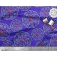 thumbnail image 3 of Soimoi Blue Japan Crepe Satin Fabric Floral & Laurel Leaves Print Fabric by The Yard 44 Inch Wide, 3 of 3