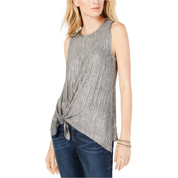 INC Blusa de suéter arrugado para mujer, Metálica, X-Large