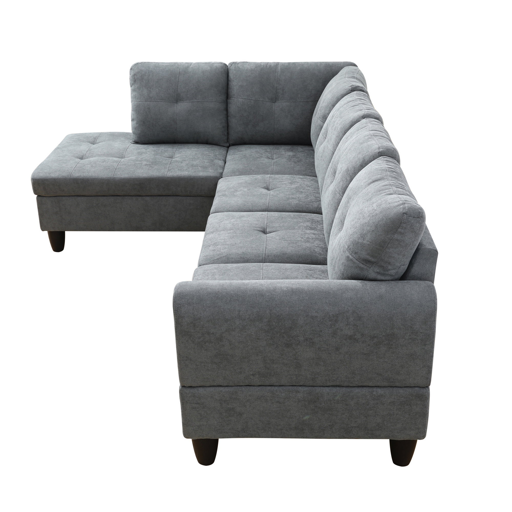 MAYEERTY 97" Modular Couches Fluffy Fabric Sectional Sofa Set for Living Room with Reversible Chaise without Ottoman, Dark Grey (Right)