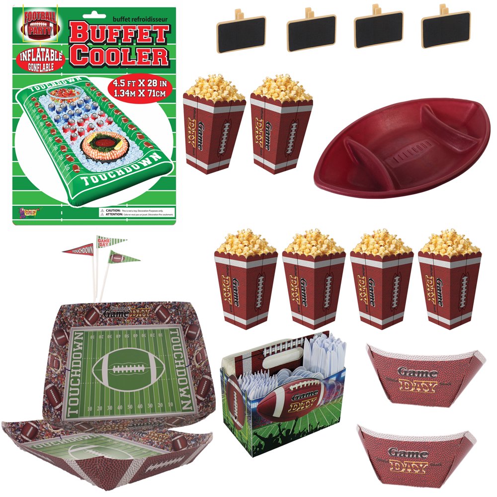 Forum Football Deluxe 53pc Party Serveware Set, Green White Brown