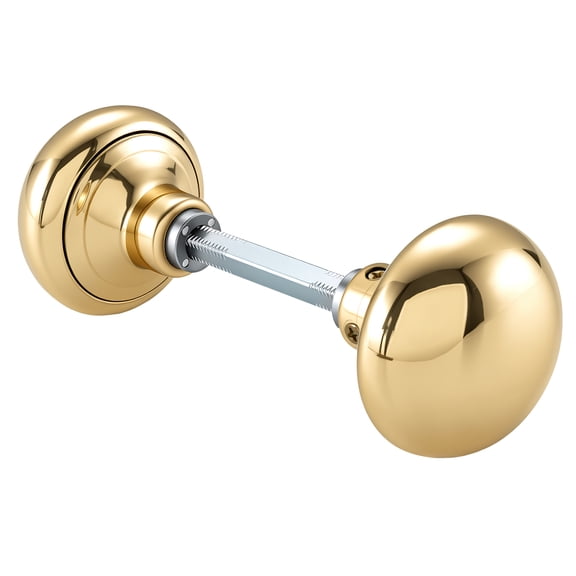 WellMade Brushed Gold Dummy Door Knobs (2 Pack) Solid Brass Non Turning Decorative Knobs for Closet,Pantry Cabinet Doors