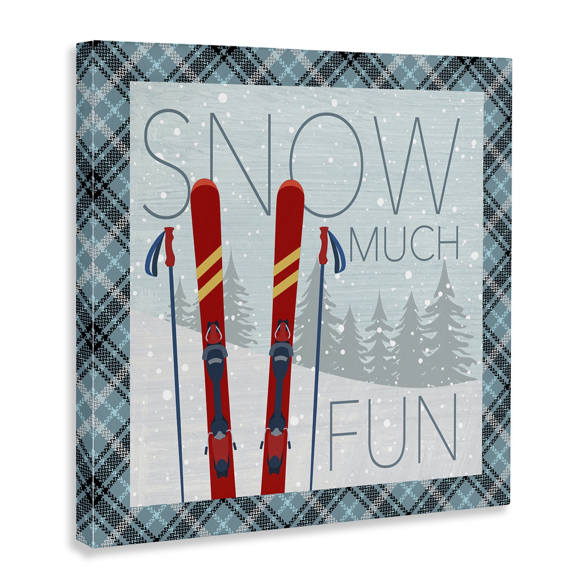 Stupell Industries Snow Much Fun with Plaid Landscape Painting Gallery Wrapped Canvas Art Prints Wall Art, 36 x 36