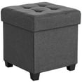 thumbnail image 1 of SONGMICS Pouf Cube de Rangement de 15 Pouces, Banc de Chambre avec Rangement, Repose-Pieds avec Pieds, Supporte jusqu'à 660 lb, Gris Foncé ULSF14GYZ, 1 of 2