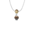thumbnail image 2 of Delight Jewelry Silvertone Small Chocolate Cupcake with Crystal Sprinkles Mia Monkey Charm Necklace, 2 of 4
