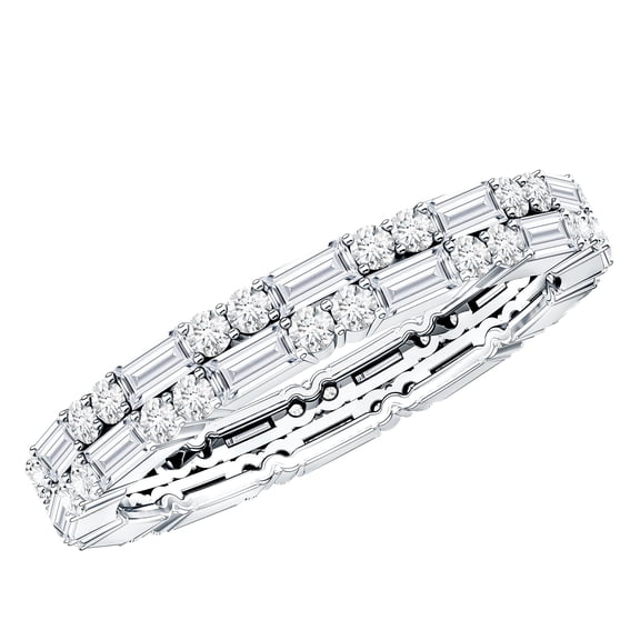 Rosec Jewels Elegant Moissanite Eternity Ring for Women - Wedding Anniversary Gift, 925 Sterling Silver, US 4.00