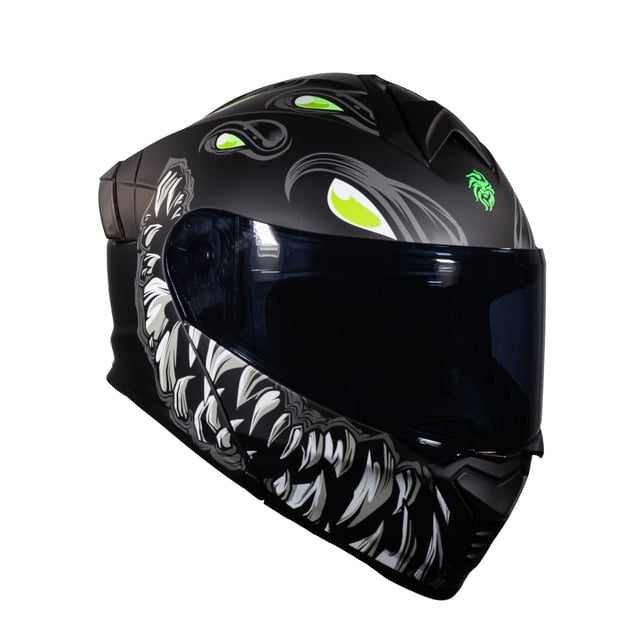 Casco Abatible Para Moto Kov Thunder Toxic Negro