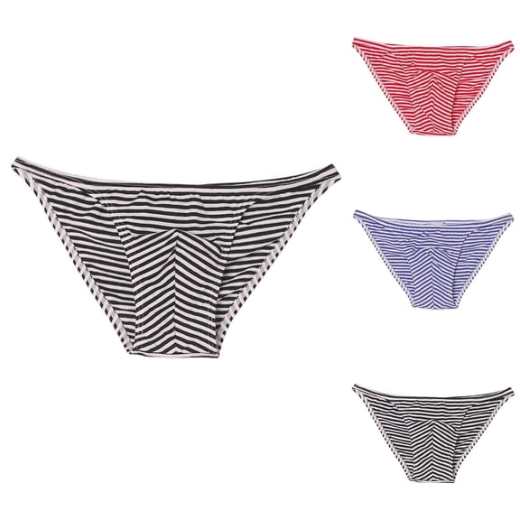 Swuxness Mens Seamless Breathable Stretch Briefs, Men Sport Underpants, Men's Print Striped Fine Comfortable Breathable Lightweight Stretch Soft Briefs Red, XL