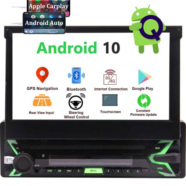  7 pulgadas Flip-Out Single DIN pantalla táctil estéreo para  coche Android 10.0 Radio de coche con Bluetooth Panel desmontable en  tablero Unidad principal de navegación GPS 1 DIN reproductor de video