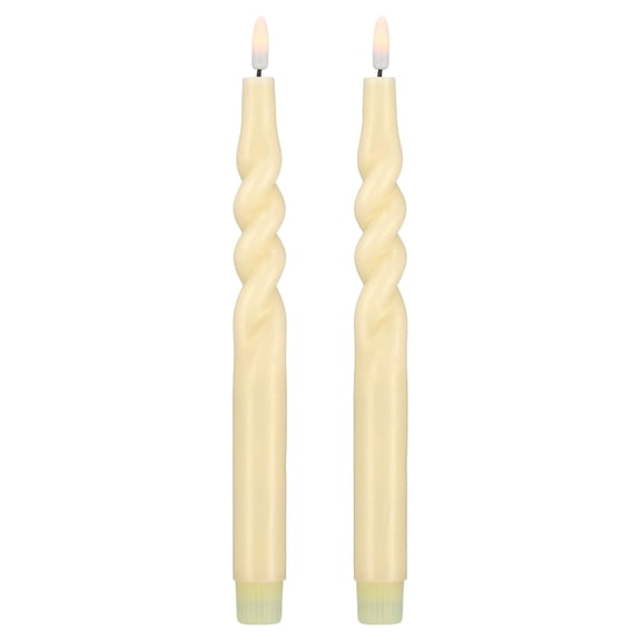 Indoor Battery-Operated LED Plastic Flameless Christmas Twisted Taper Candles, Cream, 11", 2 Count, by Holiday Time