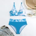 thumbnail image 5 of UTSJKR Women's Summer Sexy Beach Vacation Two Piece Bikini Set Front Knot Swimwear Swimsuit Tie Dye Print Bathing Suits Sky Blue M, 5 of 6
