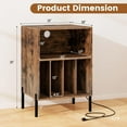 thumbnail image 2 of CZMJY Record Player Stand, Turntable Side Table Nightstand w/Charging Station & Vinyl Record Storage Cabinet Holds up to 150 Albums, Record Player Holder for Living Room (Rustic Brown, 31" H), 2 of 10
