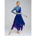 thumbnail image 2 of iixpin Robe de Danse Liturgique pour Femmes à Imprimé Floral, Costume de Louange, Robe de Danse de Salon, Bleu, P, 2 of 6