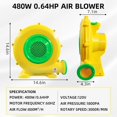 thumbnail image 3 of XHYHWYD Bounce House Blower, 480W 0.64HP at 393 CFM, 4.2 Amps, 120V, Portable Inflatable Bubble House Blower, 3 of 7