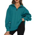 thumbnail image 1 of Sudadera con cremallera de color sólido de manga larga casual de moda para mujer azul marino/XL, 1 of 7