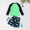 thumbnail image 5 of TOWED22 Baby-Boys Toddler Short/Long Sleeved Rashguard Swim Bathing Suit Set Boys Bathing Suit with Cap(Green,7 Y), 5 of 6