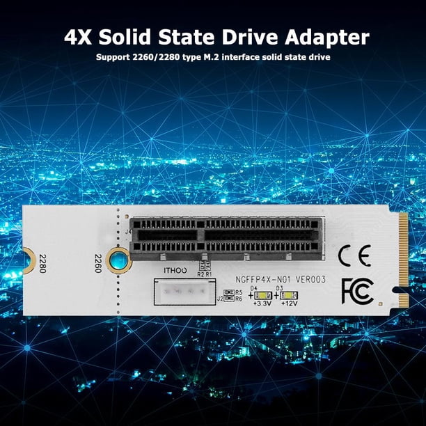 NGFF M.2 a PCI-E 4X Riser Card M2 M Key to X4 Adapter Converter con LED