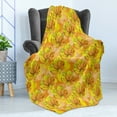 thumbnail image 4 of Floral Soft Flannel Fleece Throw Blanket, Rhythmic Lotus Like Flowers in Romantic Tangerine Tones Pattern, Cozy Plush for Indoor and Outdoor Use, 60" x 80", Pale Orange Yellow Green, by Ambesonne, 4 of 5