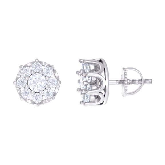 925 Sterling Silver Womens 1.97ct Moissanite Fashion Stud Earrings 10.6x10.6mm Wide Stud Earring for Women