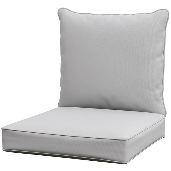 Light Grey Patio Chair Cushions - Deep Seat Outdoor Seat & Back Cushion Set - 24"x24" & 24.8"x22.4" - Living Room, Garden Furniture