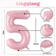 thumbnail image 2 of Globo de aluminio Lingqiang, número 5, 40 cm, rosa claro, para fiesta, 2 of 8