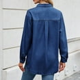 thumbnail image 6 of YODETEY Women's Denim Pullover Casual Button Shirts, Loose Fit Long Sleeve Jean Jacket With Pocket, B Dark Blue Women's XL, 6 of 8
