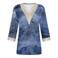 thumbnail image 5 of Weiqiqre Summer Fashion Tops for Women Graphic Printed Lace V-Neck 3/4 Sleevet Casual T-shirt Blouse, 5 of 5