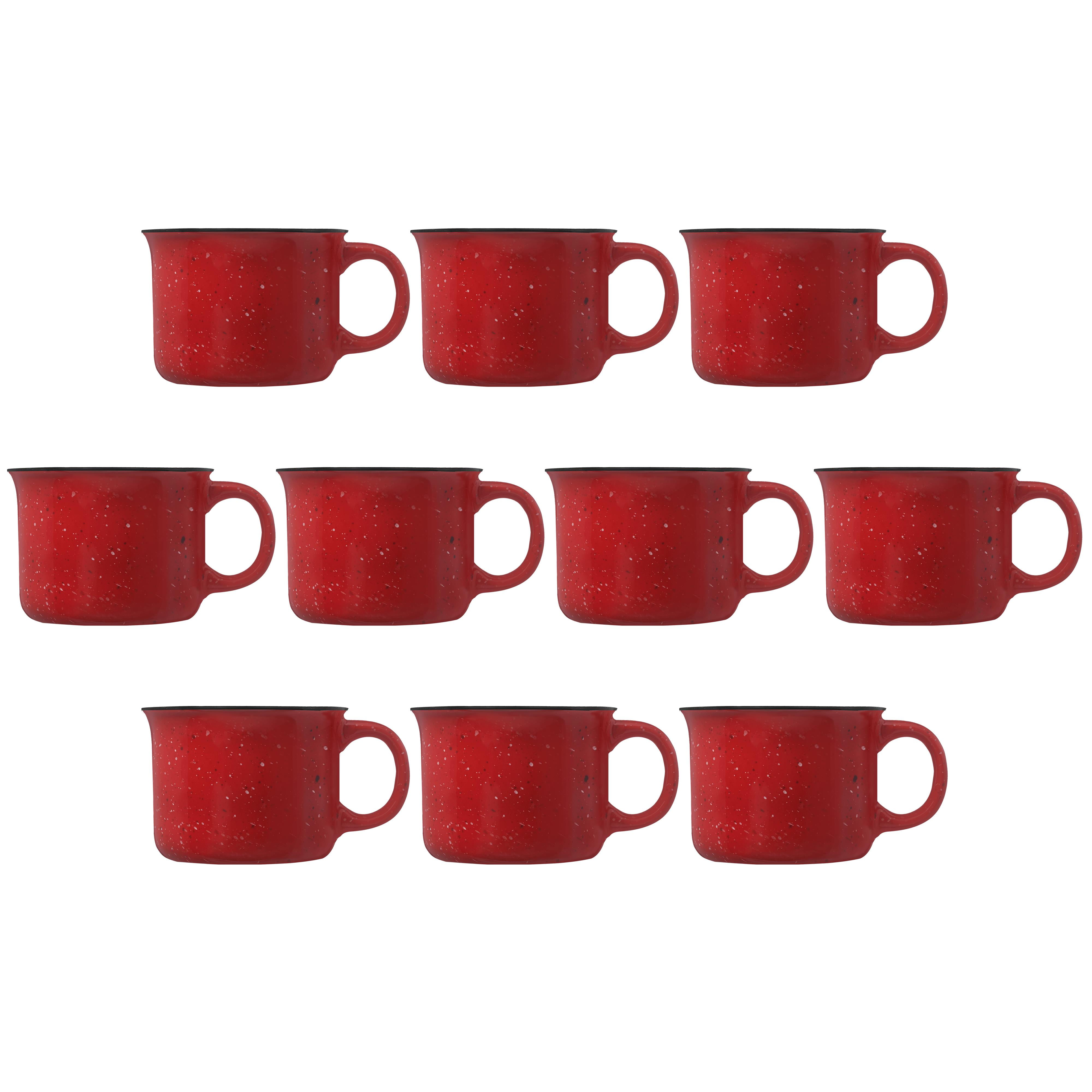 10 Bijou Ceramic Campfire Coffee Mugs Set, 8 oz. Ceramic, Speckled