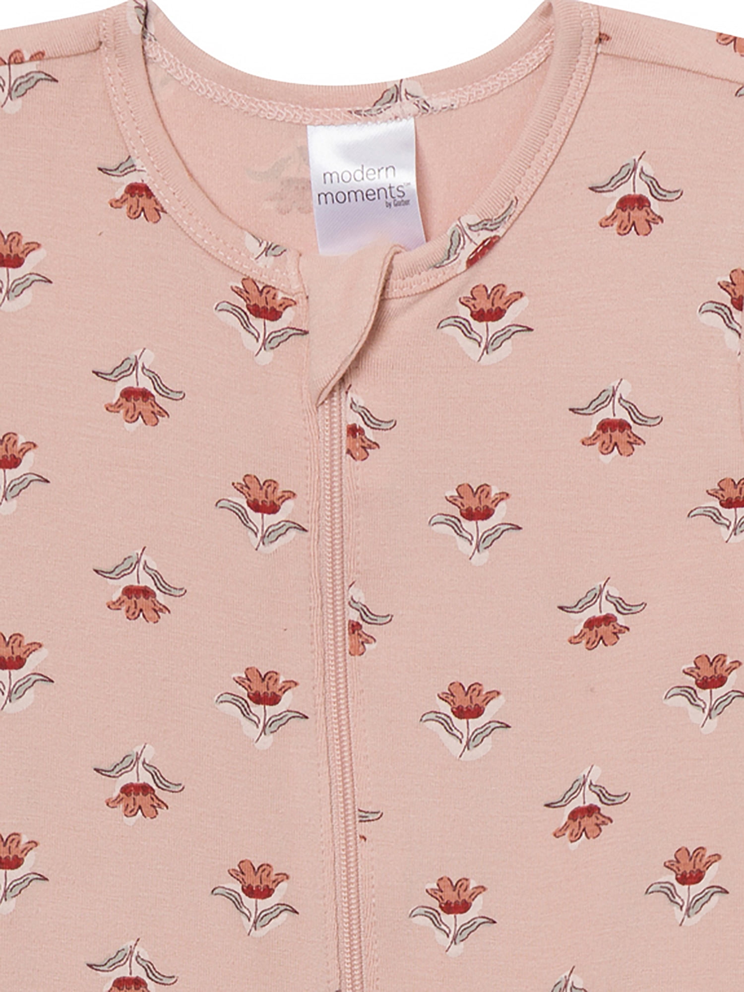 Modern Moments by Gerber Neutral Two-Way Zip Viscose Sleep ´N Play Footed Pajama , Sizes Newborn - 6/9 Months