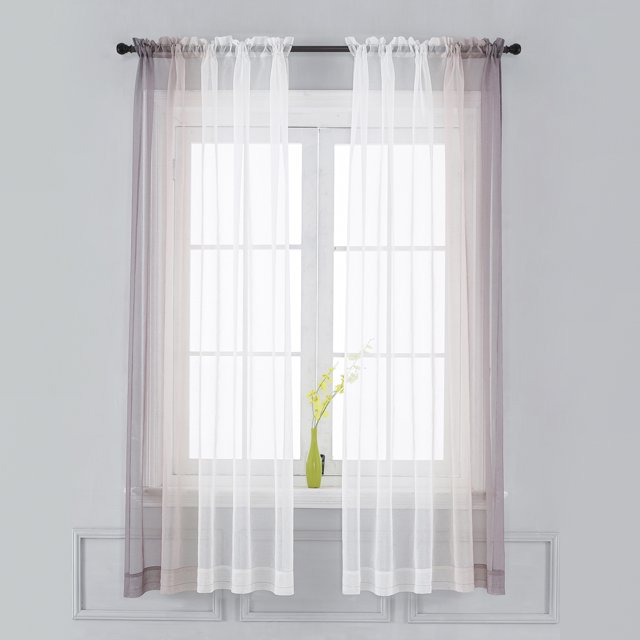 Cortinas transparentes Ombre - Cortinas de dormitorio y sala de estar con bolsillo de varilla MABOTO Cortinas transparentes