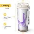 thumbnail image 4 of 18oz Travel Coffee Mug, 316 Stainless Steel Vacuum Insulated Tumbler with 2-in-1 Straw Lid & Strap, Liquid & Marble Print, 4 of 6