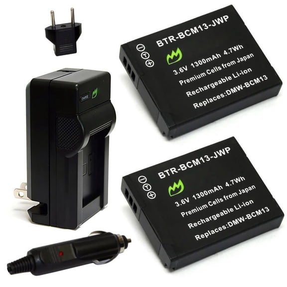 Replacement for Panasonic Lumix DMC-ZS50 Battery (2-Pack, 1300mAh) and Charger with Car Adapter