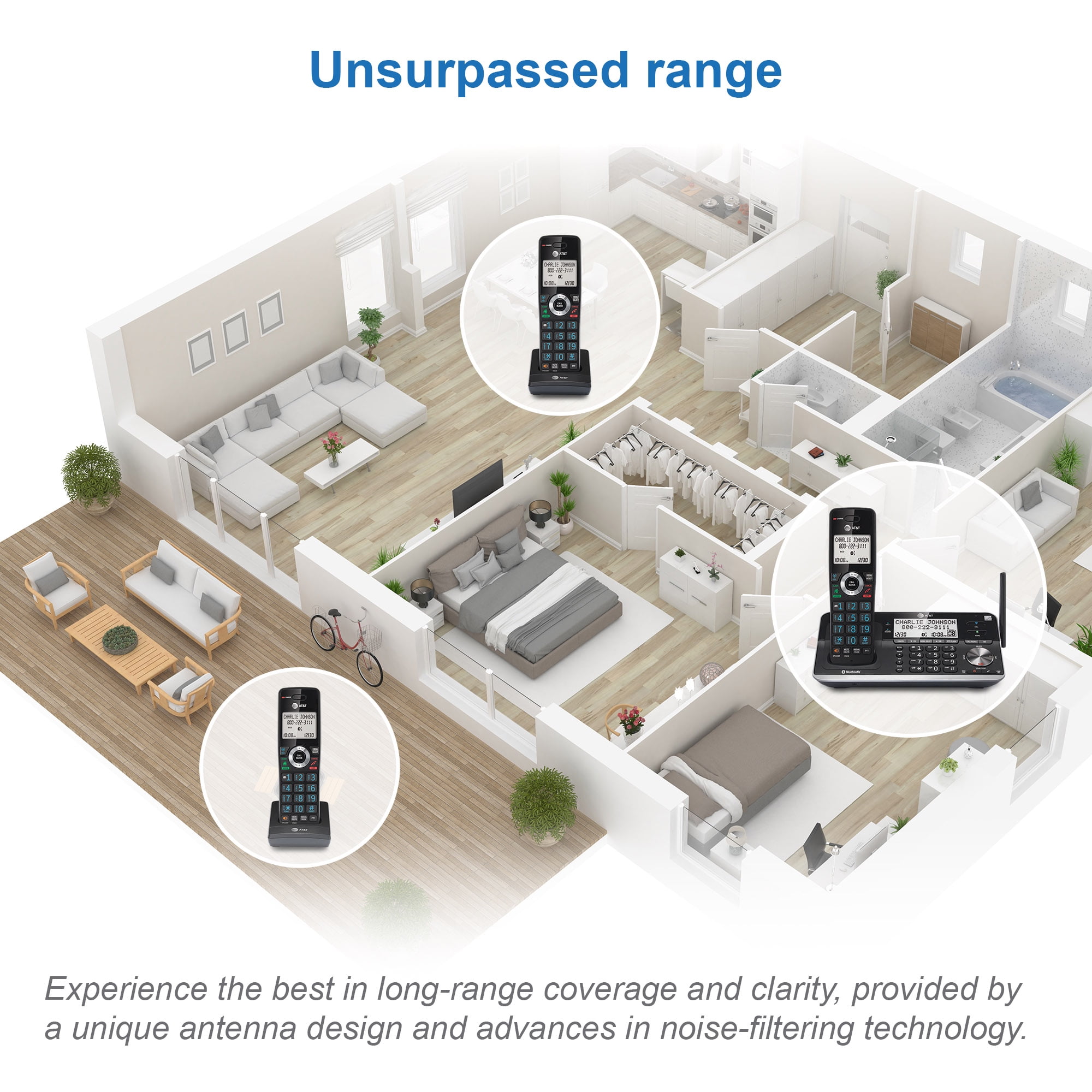 AT&T DLP73510 5 Handset Cordless Answering System with Unsurpassed Range and Connect to Cell (Black)