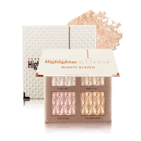 Paleta de maquillaje resaltador de 4 colores, sombra de contorno de bronce brillante, iluminación, paleta de sombra de ojos, juego de cosméticos