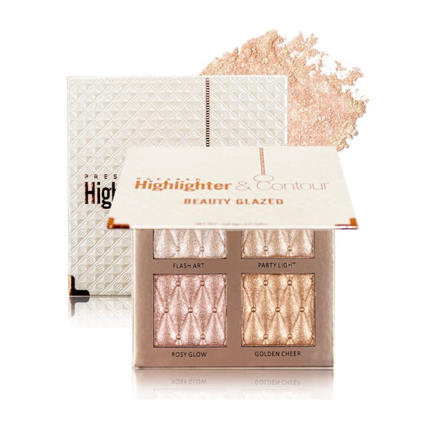 Paleta de maquillaje resaltador de 4 colores, sombra de contorno de bronce brillante, iluminación, paleta de sombra de ojos, juego de cosméticos