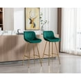 thumbnail image 2 of Guyou 32" Swivel Bar Stools Set of 2, Modern Velvet Upholstered Counter Height Bar Chair with Back and Footrest for Kitchen Island Bar, Green, 2 of 14