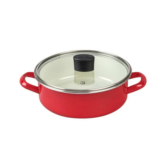 Arrocera Cinsa Practika Tapa de Vidrio, Peltre, 20cm, Rojo