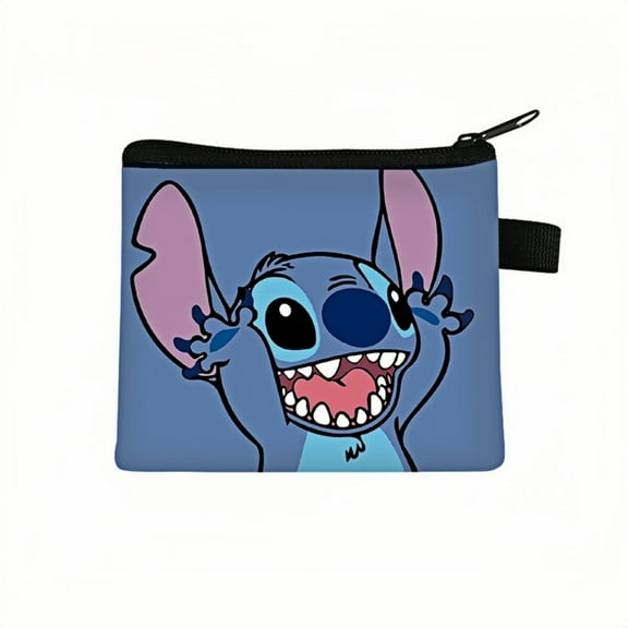 2-Pack Stitch Kawaii Anime Mini Wallet Set -Zippered Coin Purse & Polyester Card Holder