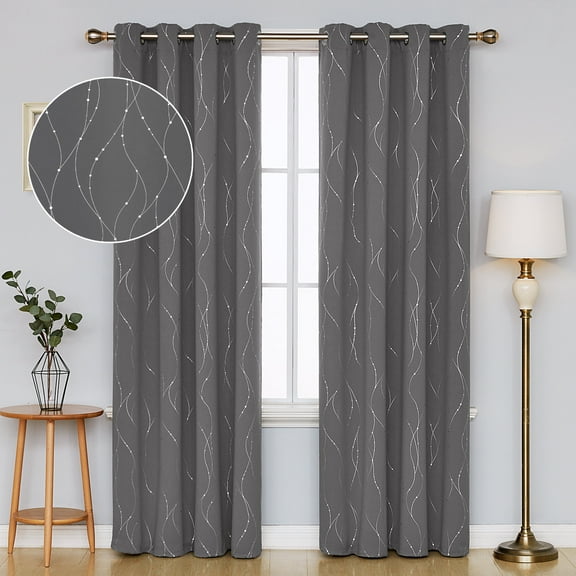 Deconovo Room Darkening Curtains Noise Reducing, 2 Panels, Light Gray, 52W x 84L Inch, Energy Saving Thermal Insulated Blackout Drapes for Bedroom