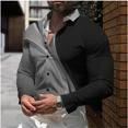 thumbnail image 1 of Camisa de vestir informal de negocios a cuadros para hombre, camisa de vestir con botones, vestido de fiesta de noche, solapa, manga larga, camisa azul claro, roja y azul, 1 of 6