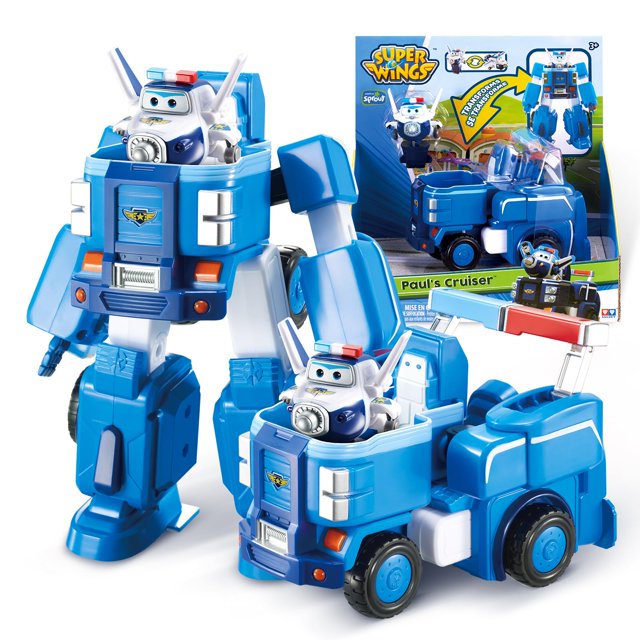 Figura de juguete Super Wings Paul, robot de 18 cm y minifigura de 5 cm