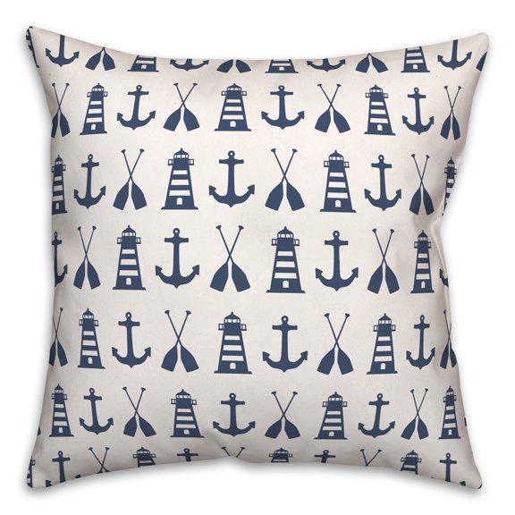 Creative Products Nautical Icons Navy 18x18 Spun Poly Pillow